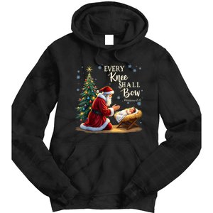 Jesus Christian Santa Christmas Xmas Every Knee Shall Bow Tie Dye Hoodie