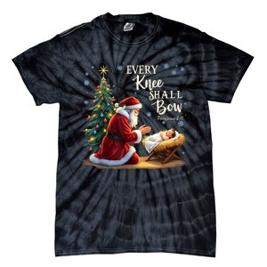 Jesus Christian Santa Christmas Xmas Every Knee Shall Bow Tie-Dye T-Shirt