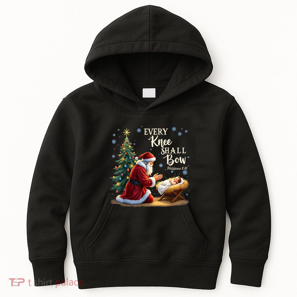 Jesus Christian Santa Christmas Xmas Every Knee Shall Bow Kids Hoodie