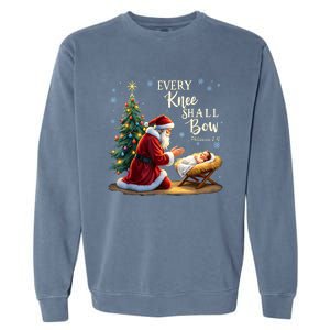 Jesus Christian Santa Christmas Xmas Every Knee Shall Bow Garment-Dyed Sweatshirt