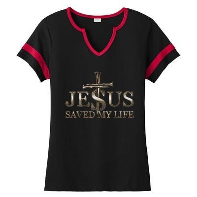 Jesus Christ Saved My Life Gift Ladies Halftime Notch Neck Tee