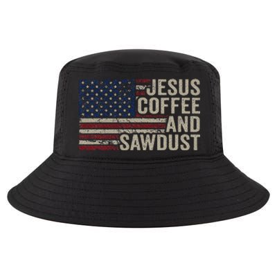 Jesus Coffee & Sawdust Christian Carpenter Woodworking Usa Cool Comfort Performance Bucket Hat