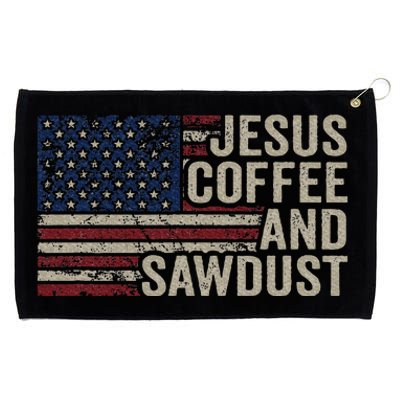 Jesus Coffee & Sawdust Christian Carpenter Woodworking Usa Grommeted Golf Towel