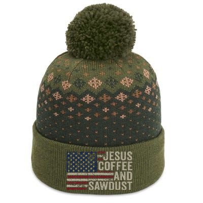 Jesus Coffee & Sawdust Christian Carpenter Woodworking Usa The Baniff Cuffed Pom Beanie