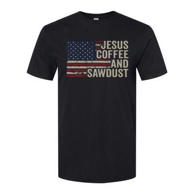 Jesus Coffee & Sawdust Christian Carpenter Woodworking Usa Softstyle® CVC T-Shirt