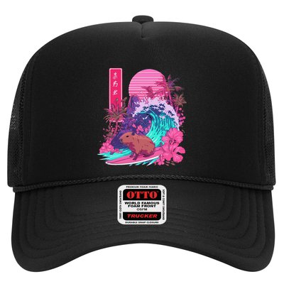 Japanese Capybara Surfing Wave Great Wave Japan Trucker Hat