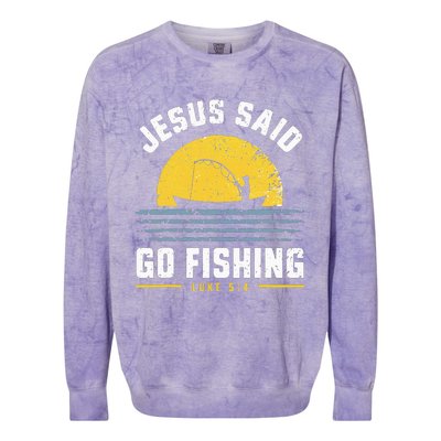 Jesus Christ Said Go Fishing Christian Fisherman Faith Colorblast Crewneck Sweatshirt