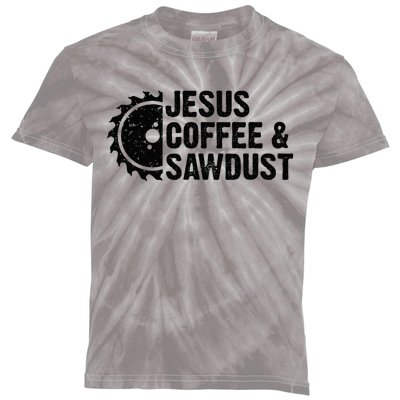 Jesus Coffee & Sawdust Christian Carpenter Woodworking Kids Tie-Dye T-Shirt