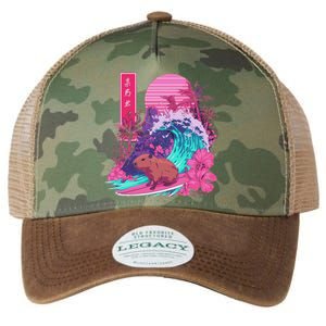 Japanese Capybara Surfing Wave Great Wave Japan Legacy Tie Dye Trucker Hat