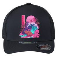 Japanese Capybara Surfing Wave Great Wave Japan Flexfit Unipanel Trucker Cap