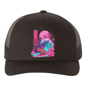 Japanese Capybara Surfing Wave Great Wave Japan Yupoong Adult 5-Panel Trucker Hat