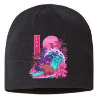 Japanese Capybara Surfing Wave Great Wave Japan Sustainable Beanie