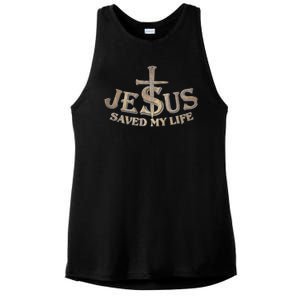 Jesus Christ Saved My Life Ladies PosiCharge Tri-Blend Wicking Tank