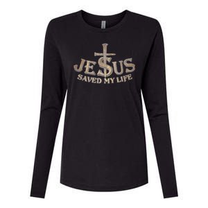 Jesus Christ Saved My Life Womens Cotton Relaxed Long Sleeve T-Shirt