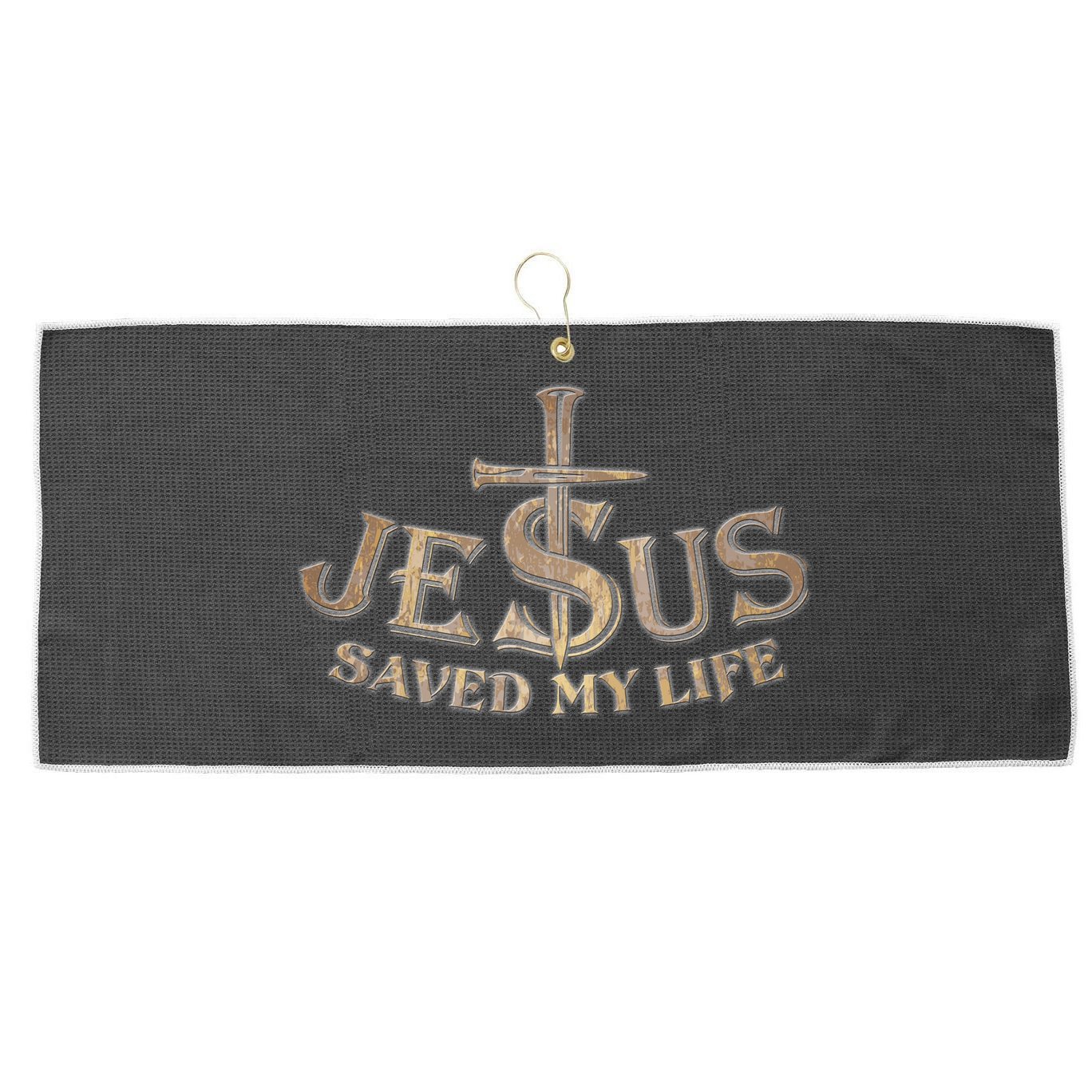 Jesus Christ Saved My Life Large Microfiber Waffle Golf Towel