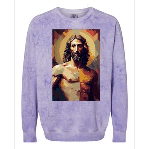 Jesus Christ Stained Glass Art Colorblast Crewneck Sweatshirt