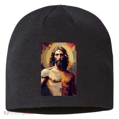 Jesus Christ Stained Glass Art Sustainable Beanie