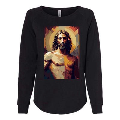 Jesus Christ Stained Glass Art Womens California Wash Sweatshirt