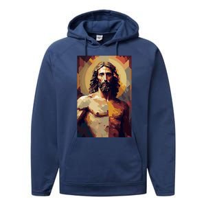 Jesus Christ Stained Glass Art Performance Fleece Hoodie