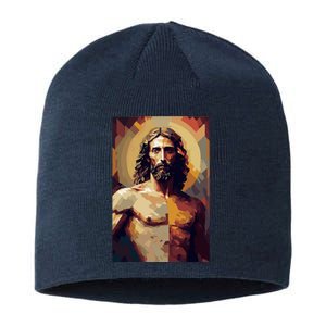 Jesus Christ Stained Glass Art Sustainable Beanie