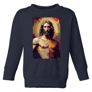 Jesus Christ Stained Glass Art Toddler Sweatshirt