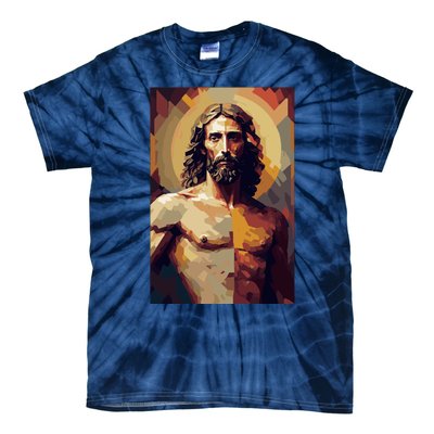 Jesus Christ Stained Glass Art Tie-Dye T-Shirt