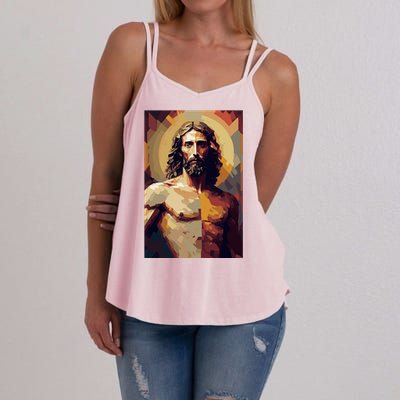 Jesus Christ Stained Glass Art Women's Strappy Tank