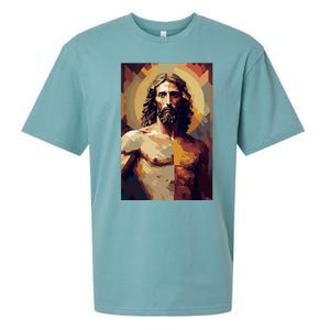 Jesus Christ Stained Glass Art Sueded Cloud Jersey T-Shirt