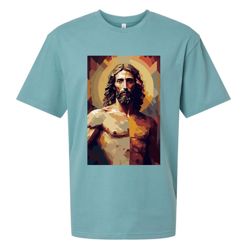 Jesus Christ Stained Glass Art Sueded Cloud Jersey T-Shirt