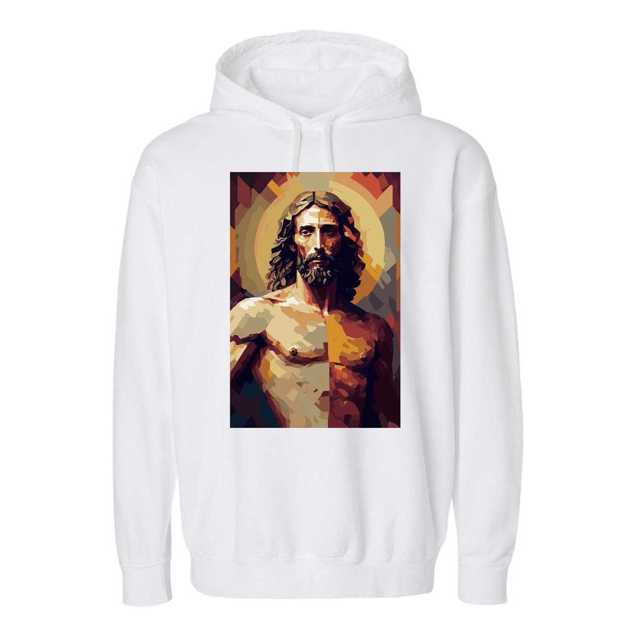 Jesus Christ Stained Glass Art Garment-Dyed Fleece Hoodie