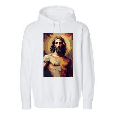 Jesus Christ Stained Glass Art Garment-Dyed Fleece Hoodie