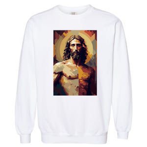 Jesus Christ Stained Glass Art Garment-Dyed Sweatshirt