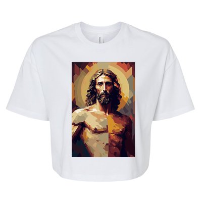 Jesus Christ Stained Glass Art Bella+Canvas Jersey Crop Tee