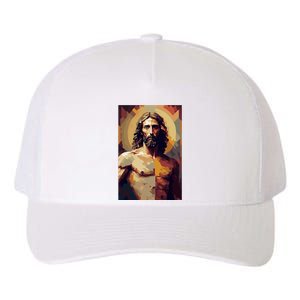 Jesus Christ Stained Glass Art Yupoong Adult 5-Panel Trucker Hat