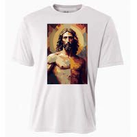 Jesus Christ Stained Glass Art Cooling Performance Crew T-Shirt