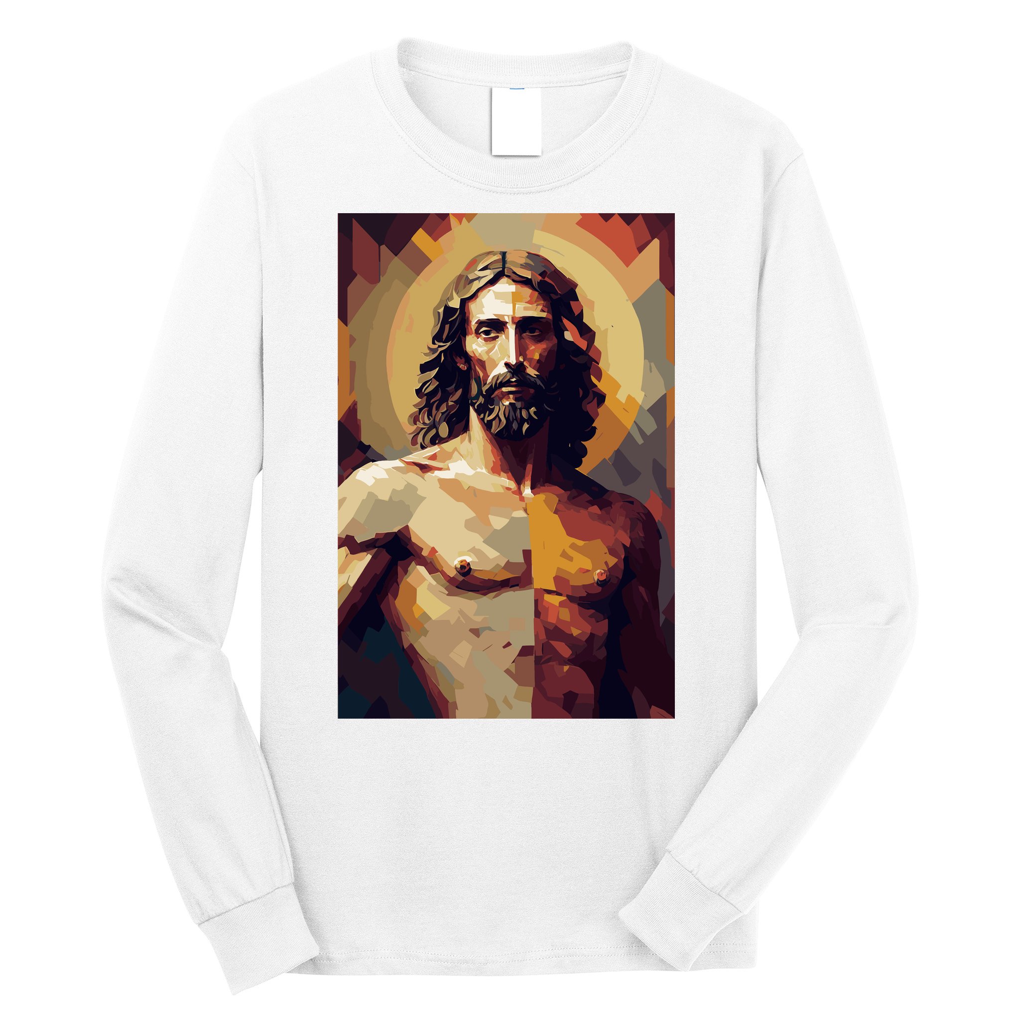 Jesus Christ Stained Glass Art Long Sleeve Shirt