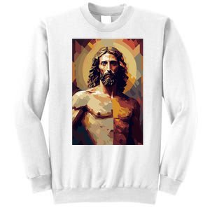 Jesus Christ Stained Glass Art Sweatshirt