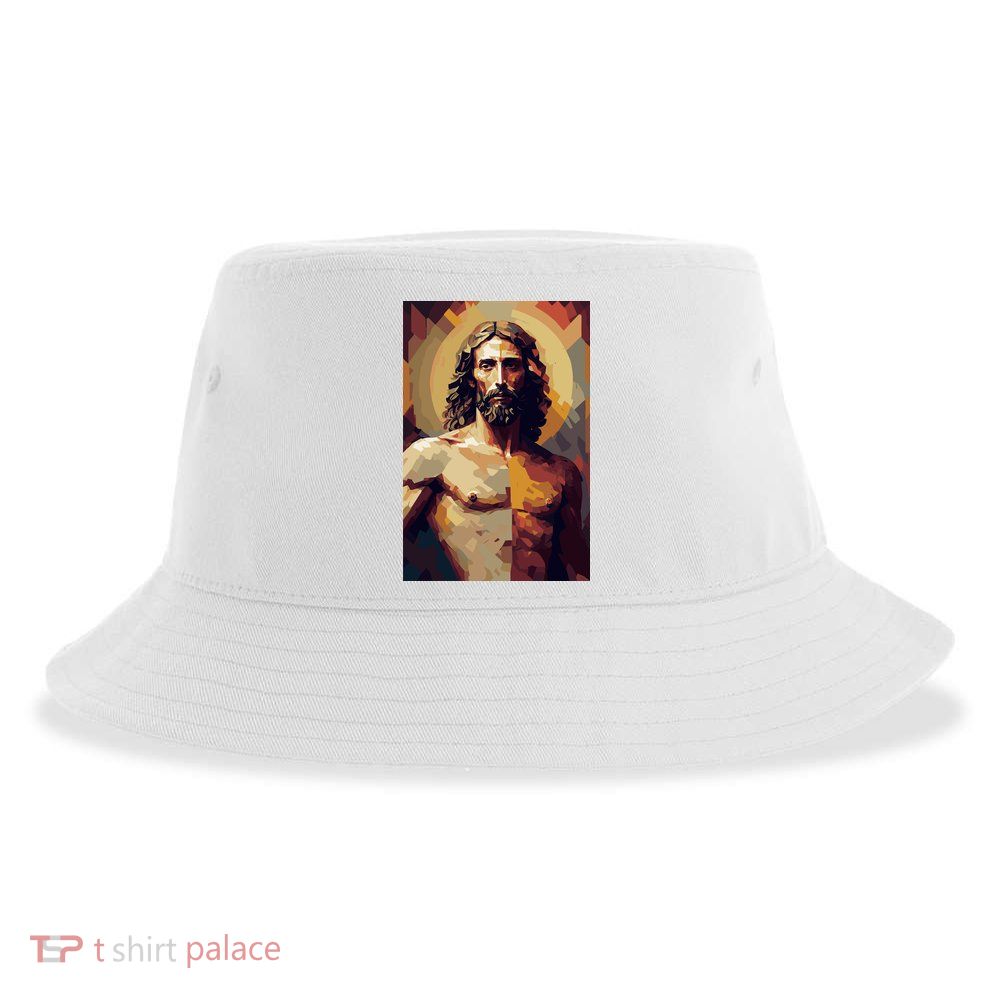 Jesus Christ Stained Glass Art Sustainable Bucket Hat