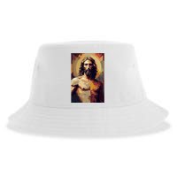 Jesus Christ Stained Glass Art Sustainable Bucket Hat