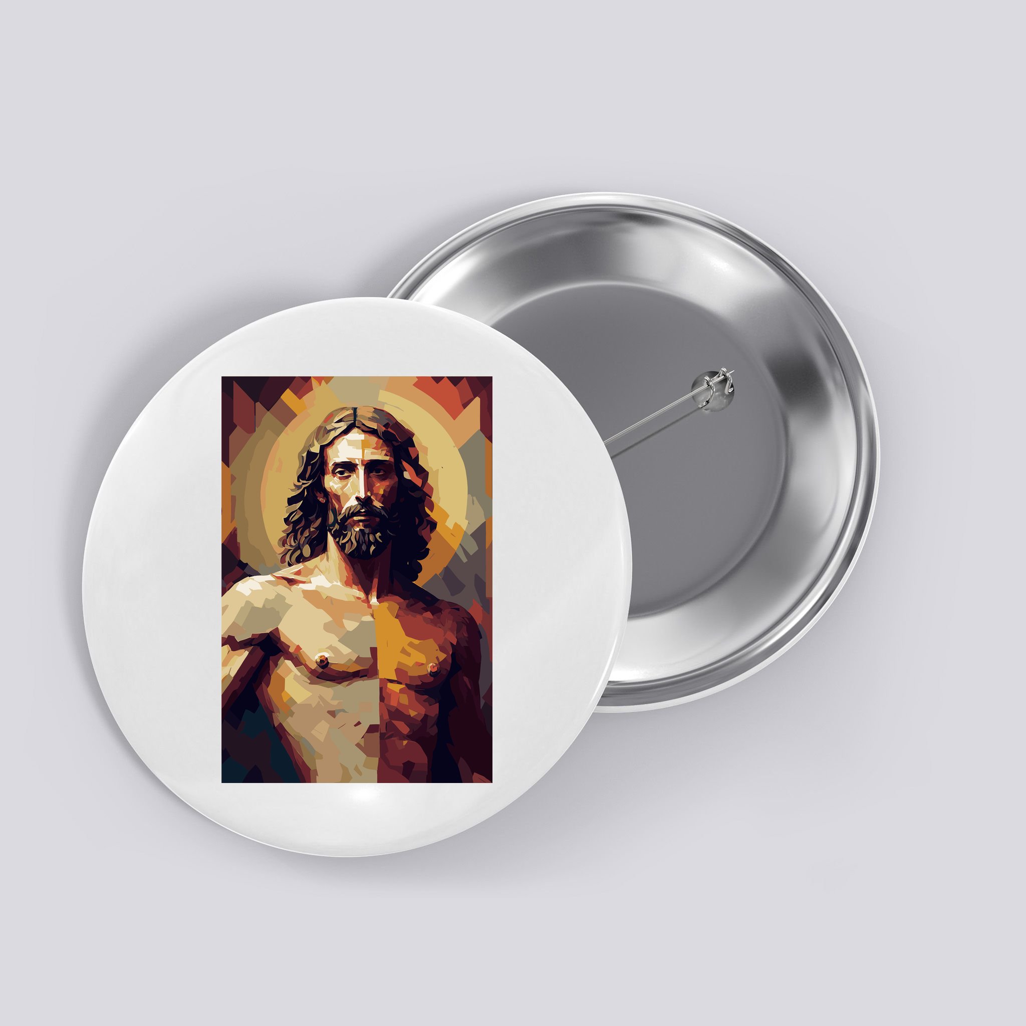 Jesus Christ Stained Glass Art Button