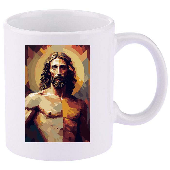 Jesus Christ Stained Glass Art 11oz C Handle Ceramic Mug
