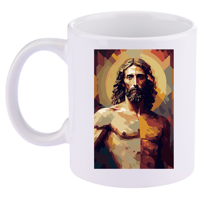 Jesus Christ Stained Glass Art 11oz C Handle Ceramic Mug