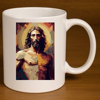 Jesus Christ Stained Glass Art 11oz C Handle Ceramic Mug