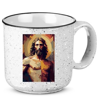 Jesus Christ Stained Glass Art 15oz Campfire Ceramic Mug