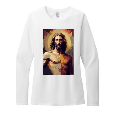 Jesus Christ Stained Glass Art Womens CVC Long Sleeve Shirt