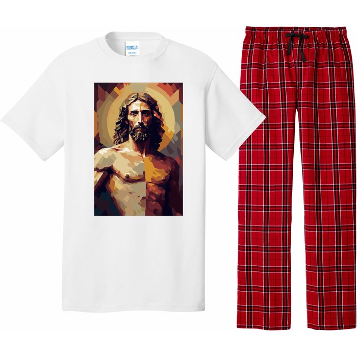 Jesus Christ Stained Glass Art Pajama Set