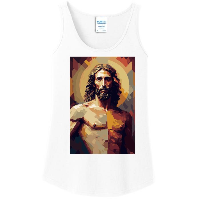 Jesus Christ Stained Glass Art Ladies Essential Tank