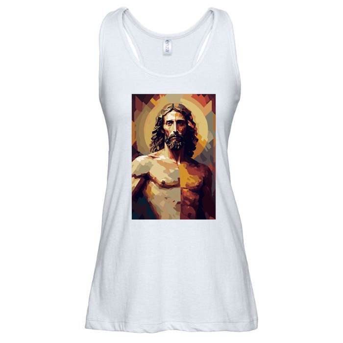 Jesus Christ Stained Glass Art Ladies Essential Flowy Tank