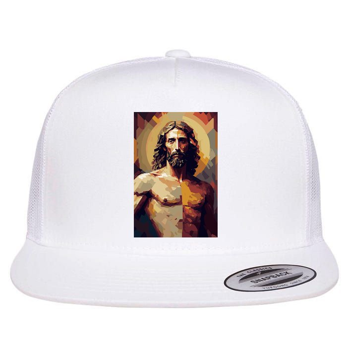 Jesus Christ Stained Glass Art Flatbill Hat