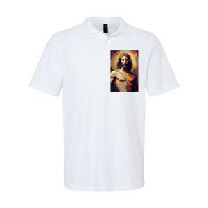 Jesus Christ Stained Glass Art Softstyle Adult Sport Polo